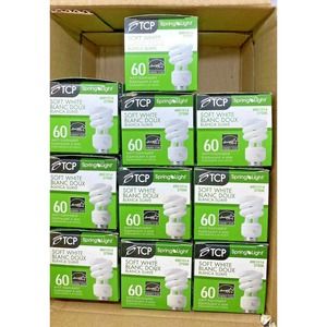 10 PACK TCP Spring Light Soft White 14w=60w 10 Pack Energy Saving Light Bulbs